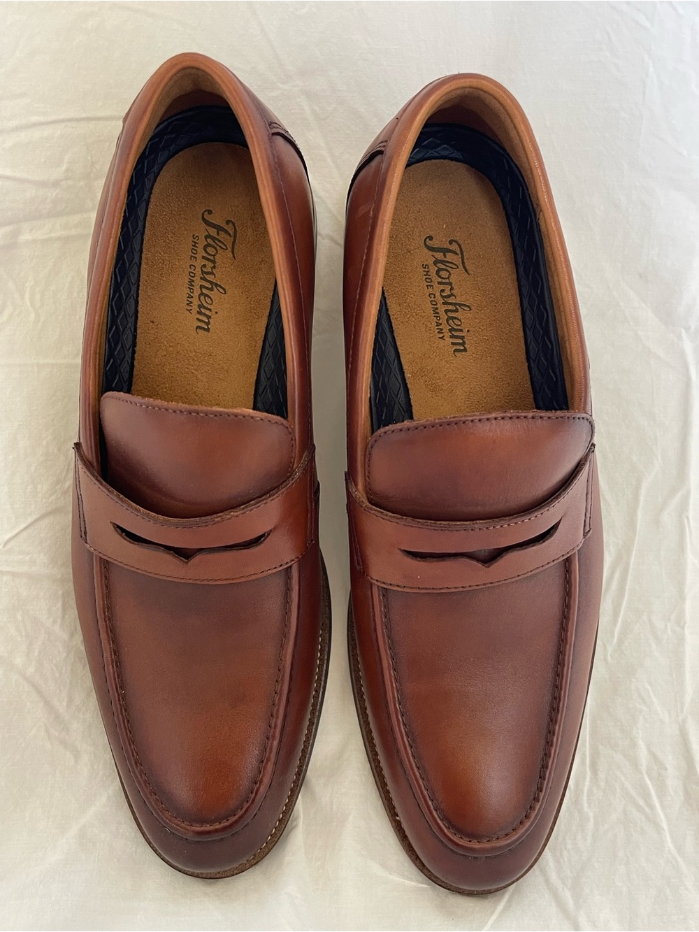 NEW Florsheim Men's Brown Leather Moc Toe Penny Loafers Dress Shoes